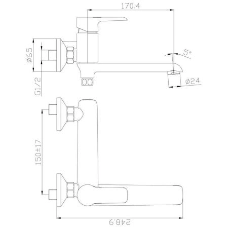 Смеситель Rossinka W35-33 для ванны