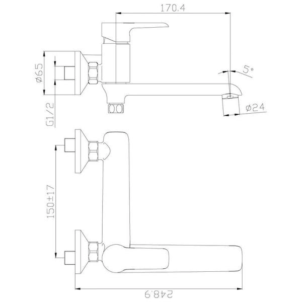 Смеситель Rossinka W35-33 для ванны