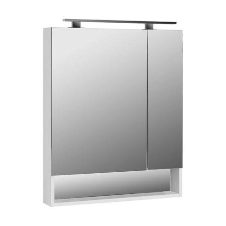 Roca The Gap Original Зеркальный шкаф 70x12.9x85см, с LED-светильником, блоком с розеткой, цвет: белый матовый