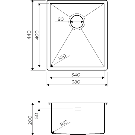 Кухонная мойка Omoikiri Taki 38-U/IF-IN 4973043, 380*440, нержавеющая сталь