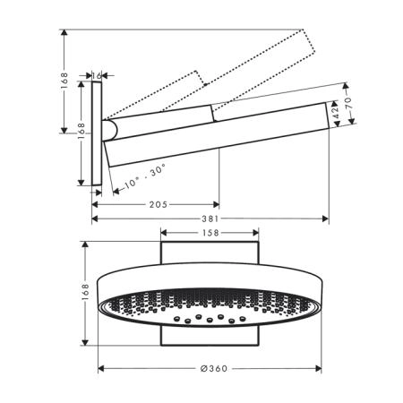 Hansgrohe Rainfinity Верхний душ 360 3jet, цвет:  шлифованная бронза