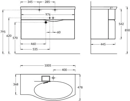 Тумба Kerama Marazzi RIVA РИВА RV.100Rh\WHT.M 100 см правая, белая матовая