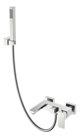 Смеситель для ванны Boheme с душем Qubic Brushed Nickel 473-NB