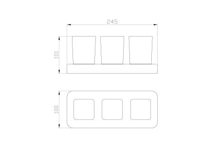 Три стакана для зубных щеток с держателем WONZON & WOGHAND LOTTE, Хром (WW-8338)