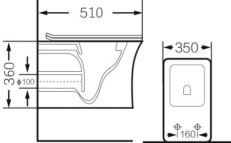 Унитаз Grossman GR-4461S (510*350*360) подвесной безободковый с тонкой крышкой, белый