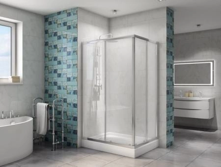 Душевой уголок BelBagno DUE 100x80 прозрачное стекло 5 мм профиль хром DUE-AH-2-100/80-C-Cr