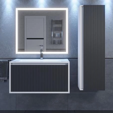 Тумба под раковину для ванной Uperwood Next Premium подвесная, 100 см, белая/графит, 1 ящик