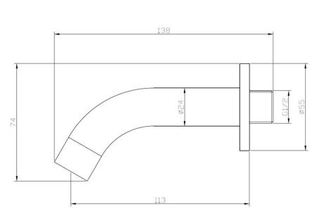 Излив для ванны ESKO SP11 black черный 11,3см