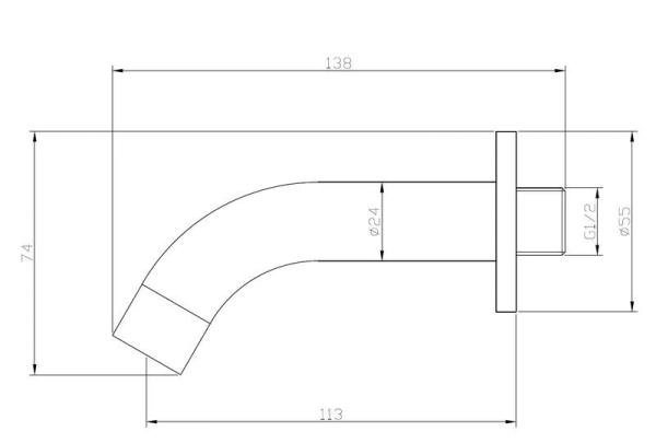 Излив для ванны ESKO SP11 black черный 11,3см