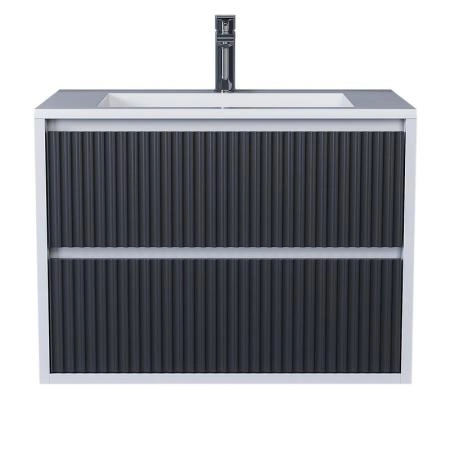 Тумба под раковину Uperwood Next Premium подвесная, 70 см, белая/графит, 2 ящика