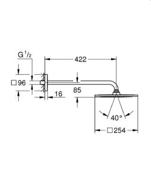 Grohe Rainshower F-Series 10" 26259000 Верхний душ и душевой кронштейн 422 мм