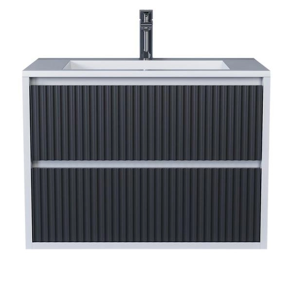 Тумба под раковину Uperwood Next Premium подвесная, 70 см, белая/графит, 2 ящика