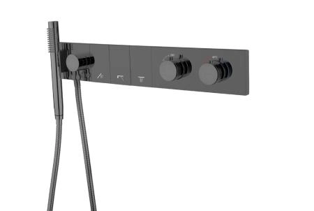 Смеситель ZODIAC Boheme THERMO с ручным душем SHINE GUN METAL 133-SYS-SGM