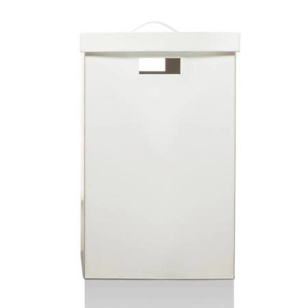 Decor Walther Brownie WB Корзина для белья 38.5x38.5x60.5, с крышкой, напольная, цвет: белая кожа