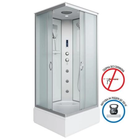 Душевая кабина Niagara NG-1108-14F 900х900х2150 средний поддон 26см стекло матовое с полкой