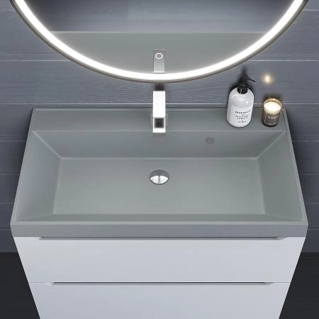 Раковина кварцевая Uperwood Classic Quartz 80 см, серая матовая, платина