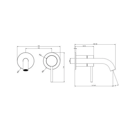 Gessi 316 Встраиваемый смеситель с изливом 146-116мм, внешняя часть, цвет: Black XL