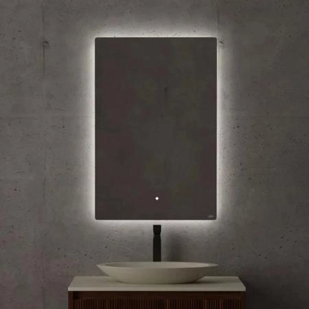 Salini Зеркало для ванны OMBRA 90х90х2.5см., с LED подсветкой, влагостойкое AGC Сrystalvision, сенс. выкл., крепления, обогрев, антизапот.