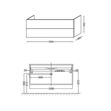 Тумба под раковину Jacob Delafon VOX EB2071-R1-N18 120 см цвет белый