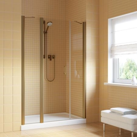 Душевая дверь Vegas-glass EP-2F LUX 145 05 01 L, профиль бронза, стекло прозрачное