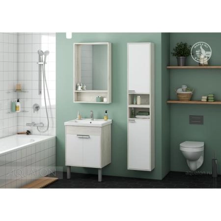 Тумба под раковину Aquaton Флай 1A237301FAX10 60 с ящиком,белый, дуб крафт