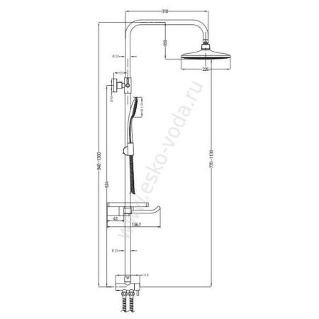 Душевой гарнитур ESKO ST1300, хром