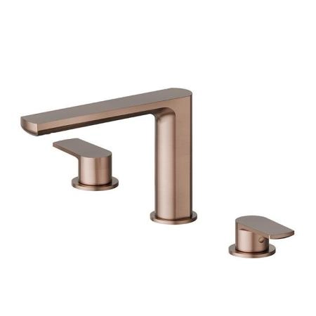 Newform Haka Смеситель для раковины, 3 отв., без донного клапана, цвет: PVD brushed copper bronze