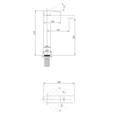 Смеситель ABBER Weiss Insel AF8011B для раковины, черный матовый
