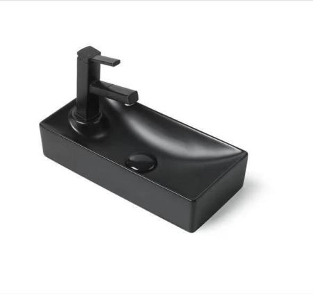 Раковина SantiLine SL-2009RMB керамическая, накладная/подвесная (черная матовая)