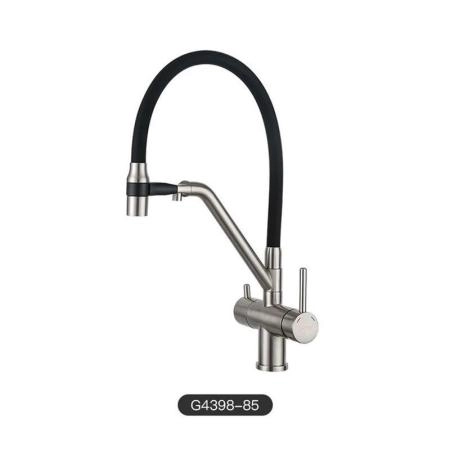 Смеситель Gappo G4398-85 для кухни с гибким изливом сатин/черный