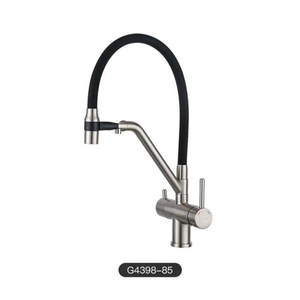 Смеситель Gappo G4398-85 для кухни с гибким изливом сатин/черный