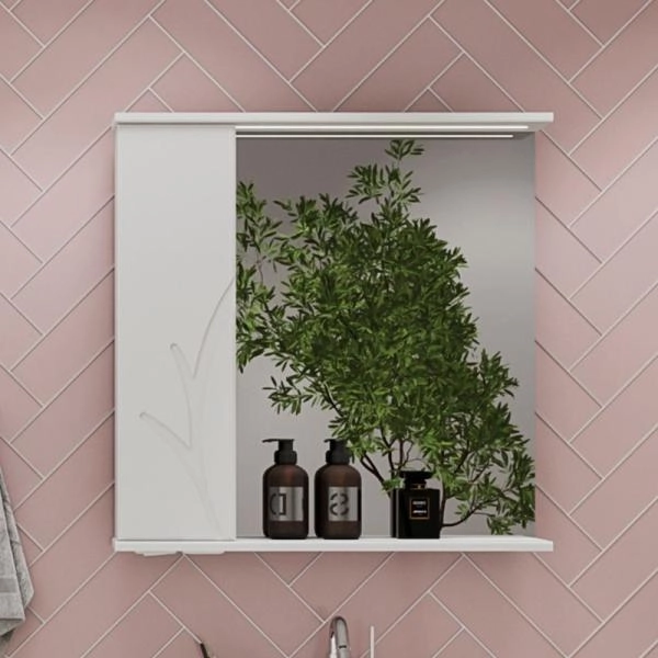 Зеркало-шкаф Volna Adel 70 левый белый глянец