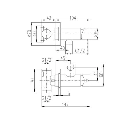Смеситель Rav Slezak SEINA SE843/1 для биде, цвет Хром монтирующий в стену с душем