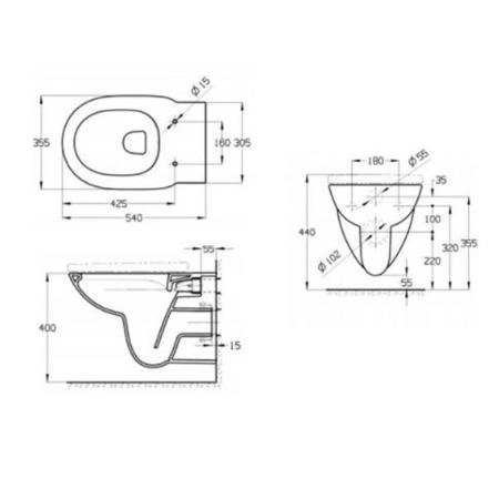 Roca Debba Round Унитаз подвесной Rimless, с инсталляционной системой, сиденье с крышкой, цвет: белый