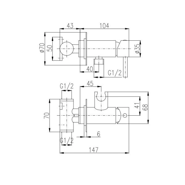 Смеситель Rav Slezak SEINA SE843/1 для биде, цвет Хром монтирующий в стену с душем