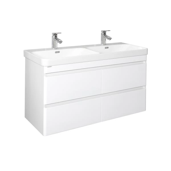 Тумба с раковиной Comforty Енисей-120 00-00022406CF белый глянец c раковиной CF19595BX-120D