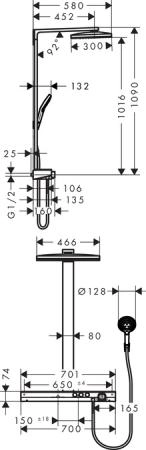 Душевая система с термостатом Hansgrohe Rainmaker Select 460 2jet Showerpipe 27109400 хром-белый