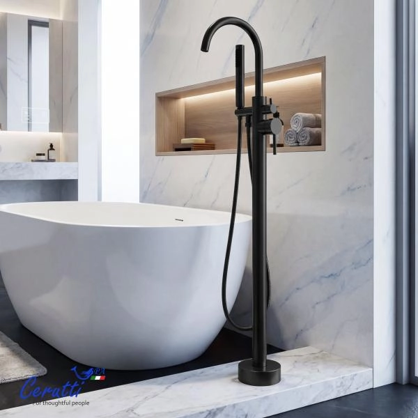 Смеситель напольный Ceruttispa Тобия GG (TOBIA GG) из нержавеющей стали, цвет графит