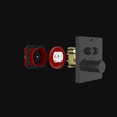 Встраиваемый смеситель Vincea для душа VSCV-321TGM двухфункциональный, термостатический, вороненая сталь