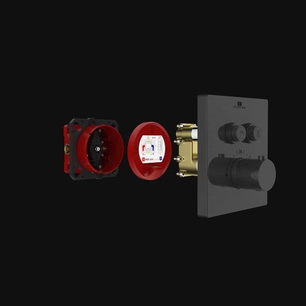 Встраиваемый смеситель Vincea для душа VSCV-321TGM двухфункциональный, термостатический, вороненая сталь