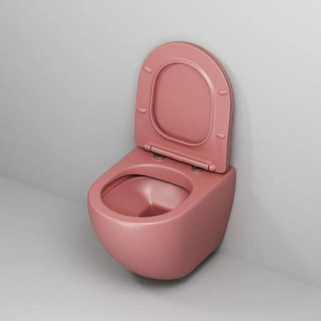 Унитаз Grossman GR-4455PIMS Color (495*365*375) РОЗОВЫЙ МАТОВЫЙ подвесной Безободковый с тонкой крышкой