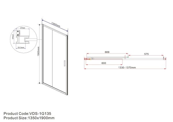 Душевая дверь Vincea Garda VDS-1G135CH, 1350, хром, стекло шиншилла