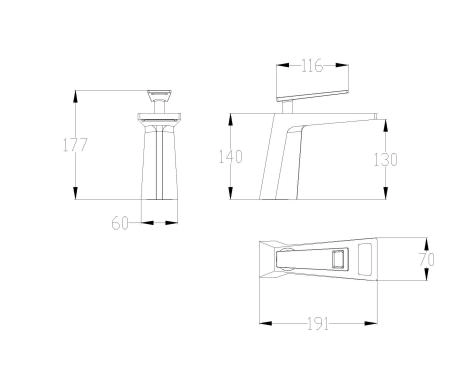 Смеситель на раковину Bronze de Luxe QUADRO (A919B) (чёрный/золото) черный
