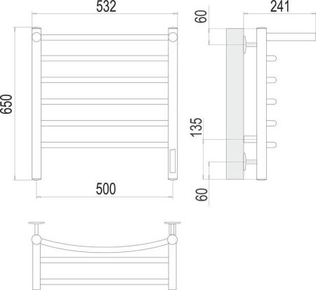 Полотенцесушитель Terminus Классик с/п П6 500х650 электро