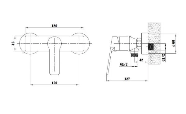 Смеситель для душа ESKO SINGAPORE black SB 80 черный