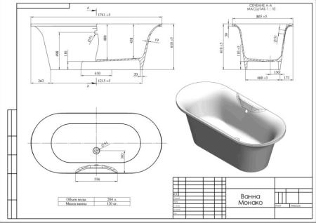 Ванна Astra-Form Монако белая 174х80
