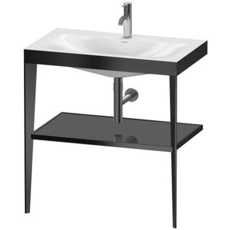 Duravit XViu Консоль напольная, 80x48x85см с полкой, с раковиной без перелива, 1 отв., цвет: black matt/flannel grey high gloss lacquer
