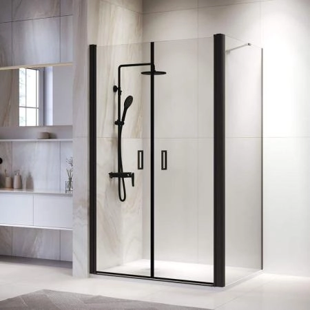 Душевой уголок RGW PA-144B (PA-104B+Z-050-2B+O-204B) Passage 90x100 Черный матовый прозрачное