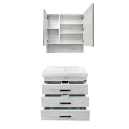 Тумба с раковиной Comforty Никосия-80Н дуб белый