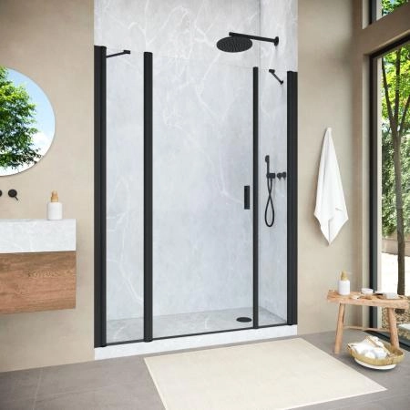 Душевая дверь Vegas-glass EP-2F NOVO 160 02М 01 L, профиль черный матовый, стекло прозрачное